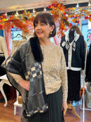 Sienna Sequin Cardi - Camel