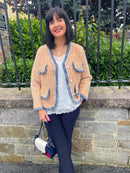 Kendal Fringe & Pearl Knitted Jacket - Sunset Rainbow