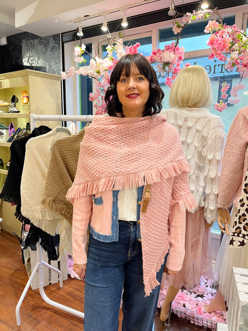 Kelsey Knitted Cape - Blush