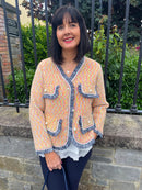 Kendal Fringe & Pearl Knitted Jacket - Sunset Rainbow