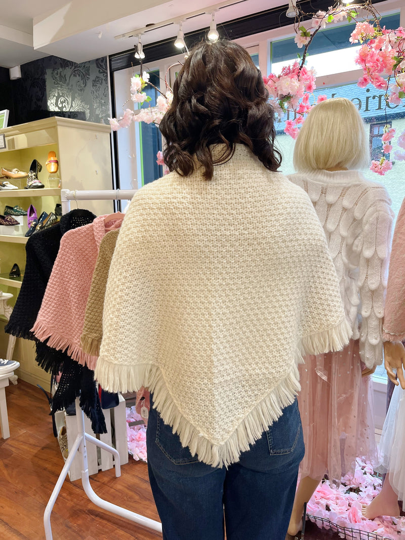 Kelsey Knitted Cape - Cream