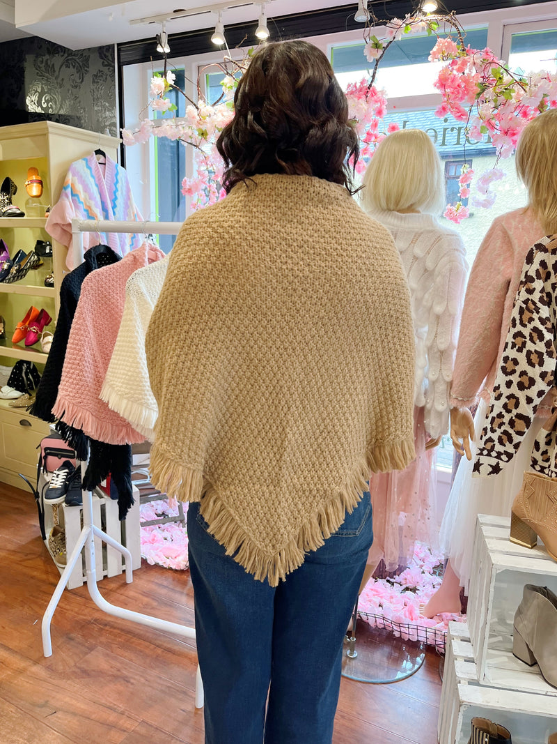 Kelsey Knitted Cape - Taupe