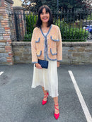 Kendal Fringe & Pearl Knitted Jacket - Sunset Rainbow