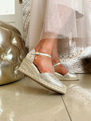 XTI Espadrille Metallic Wedge Sandal - Gold 143843