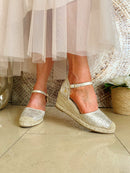 XTI Espadrille Metallic Wedge Sandal - Gold 143843