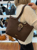 Hampten Blossom Gold Buckle Shoulder Bag - Brown 18H1672