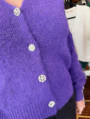 Maddison Jewel Button Cardi - Purple