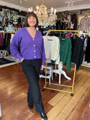 Maddison Jewel Button Cardi - Purple