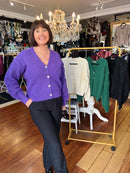 Maddison Jewel Button Cardi - Purple