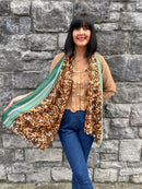 Thika Leopard & Stripe Scarf - Green