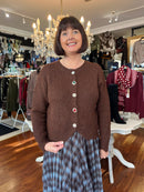 Miella Jewel Button Cardi - Chocolate