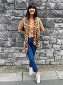 Thika Leopard & Stripe Scarf - Green