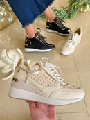 XTI Beige Crochet Wedge Trainers 143930