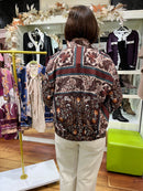 Saoirse Leaf Print Bomber Jacket- Brown
