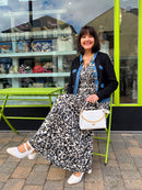 Tori Denim Trim & Gold Button Knit Cardi - Black