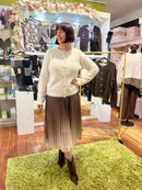Wrenley Polka Dot Lining Bow Tie Cardi - Cream