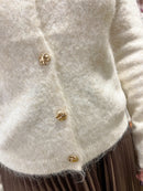 Wrenley Polka Dot Lining Bow Tie Cardi - Cream