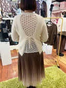 Wrenley Polka Dot Lining Bow Tie Cardi - Cream