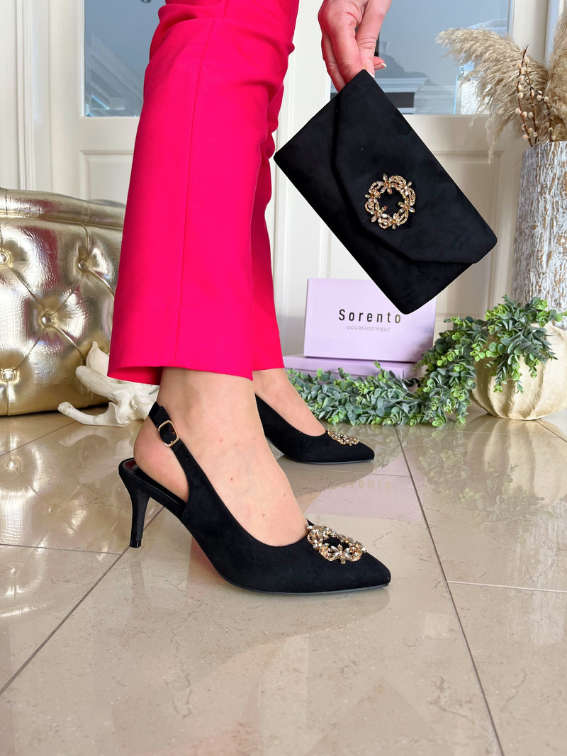 Sorento "Castle Dargan" Black Sling Back Stiletto