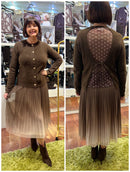 Wrenley Polka Dot Lining Bow Tie Cardi - Chocolate Brown