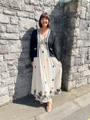 Kilky Black & Cream Crochet Trim Cardi With Enamel Buttons - Black