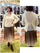 Wrenley Polka Dot Lining Bow Tie Cardi - Cream