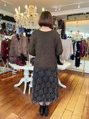 Penny Reversible Beaded Bow Knit - Chocolate