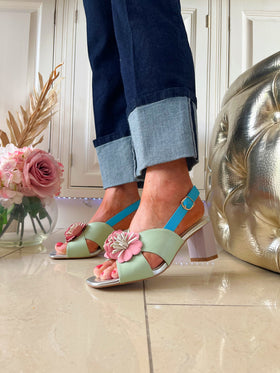 Dancing Matilda Pastel Floral Appliqué Sandal 025