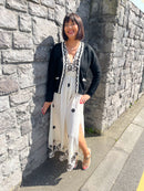 Kilky Black & Cream Crochet Trim Cardi With Enamel Buttons - Black