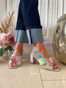 Dancing Matilda Pastel Floral Appliqué Sandal 025