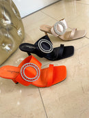 Stephan Brooch Stiletto Mule - Orange Ja-34
