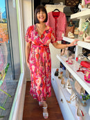 Jenna Printed Dress - Pink & Orange