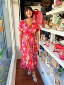 Jenna Printed Dress - Pink & Orange