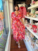 Jenna Printed Dress - Pink & Orange