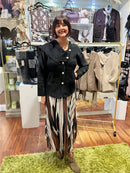 Maya Pearl Button Knitted Jacket With Detachable Scarf - Black