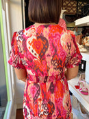 Jenna Printed Dress - Pink & Orange
