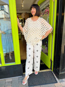 Macy Printed Trousers - Cream & Black