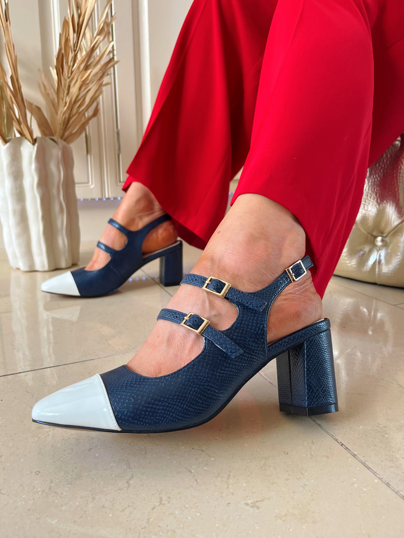 Dancing Matilda Mary Jane Navy Sling Back 030