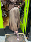 Keili Metallic Pleated Skirt - Bronze