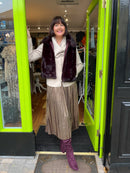 Maeva Collar Faux Fur Gilet - Dark Burgundy