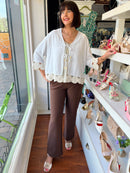 Maryann Magic Stretch Wide Leg Trouser - Chocolate Brown