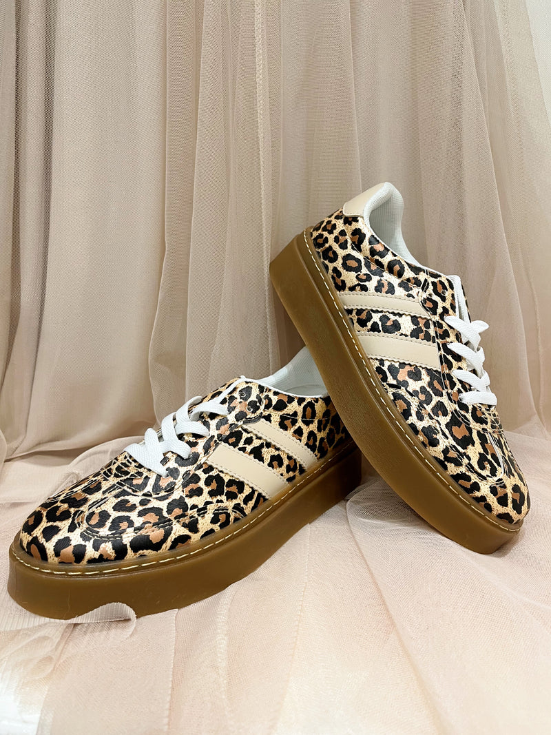 Trey Animal Print Platform Trainers With Neutral Stripe 3873-SQ