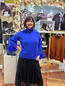 Elsie Fringe Cuff Jumper - Royal Blue