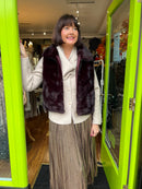 Maeva Collar Faux Fur Gilet - Dark Burgundy