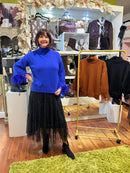 Elsie Fringe Cuff Jumper - Royal Blue