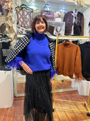 Elsie Fringe Cuff Jumper - Royal Blue