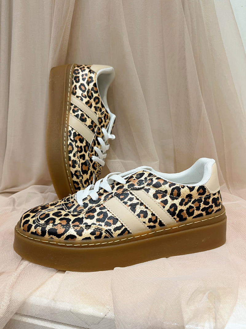 Trey Animal Print Platform Trainers With Neutral Stripe 3873-SQ