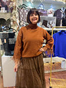 Elsie Fringe Cuff Jumper - Pumpkin Spice
