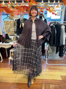 Oona Tartan Tulle Skirt - Brown & Cream