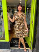 Magic Animal Print Short Dress- Tan Leopard
